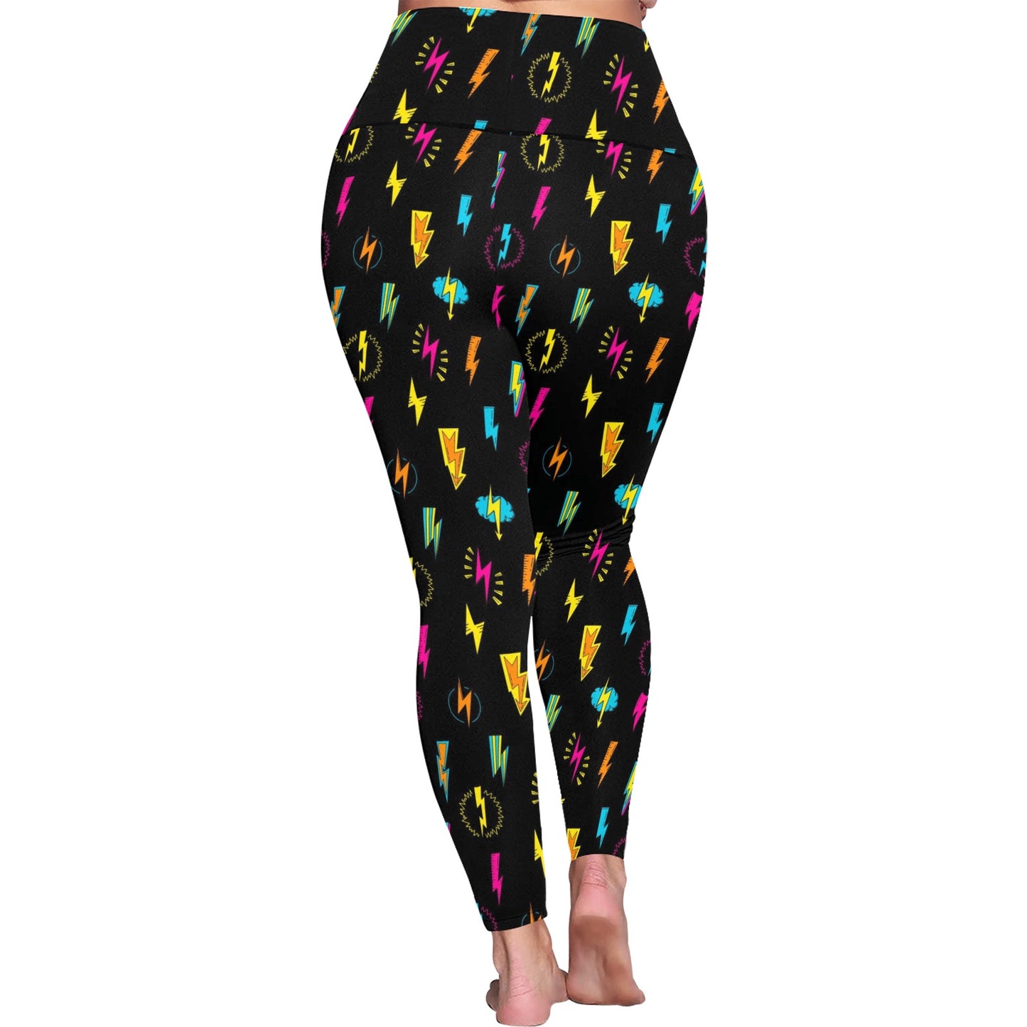 Fun Lightning - Womens High Waist Leggings (Sizes 16-22)