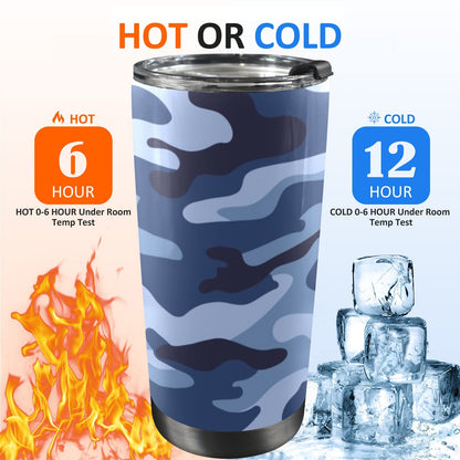 Blue Camouflage - 20oz Travel Mug / Tumbler