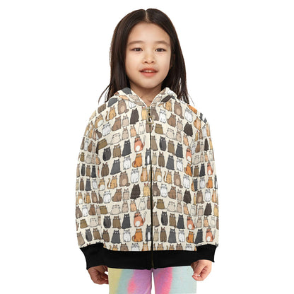 Lots Of Cats - Junior Girls Zip up Hoodie