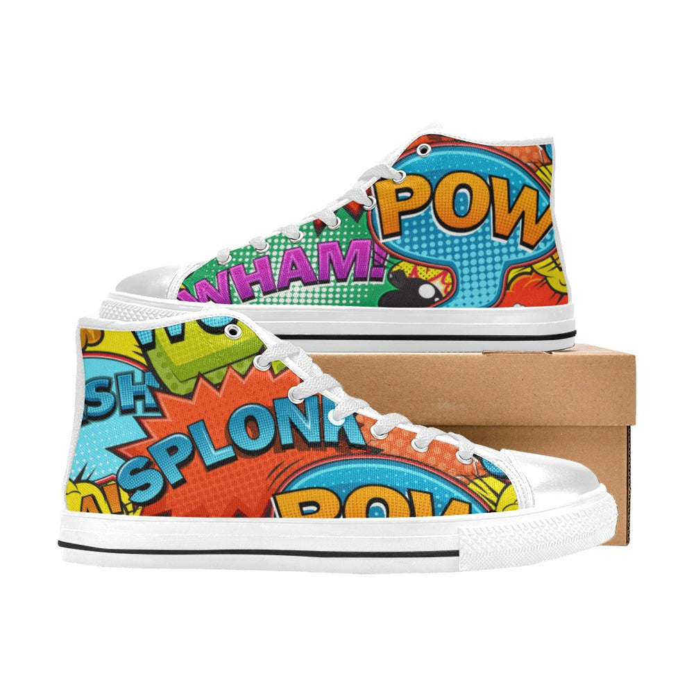 Comic Book 2 - Kids High Top Canvas Shoes