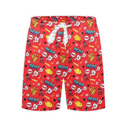 Comic Book Red - Men's Mid-Length Beach Shorts