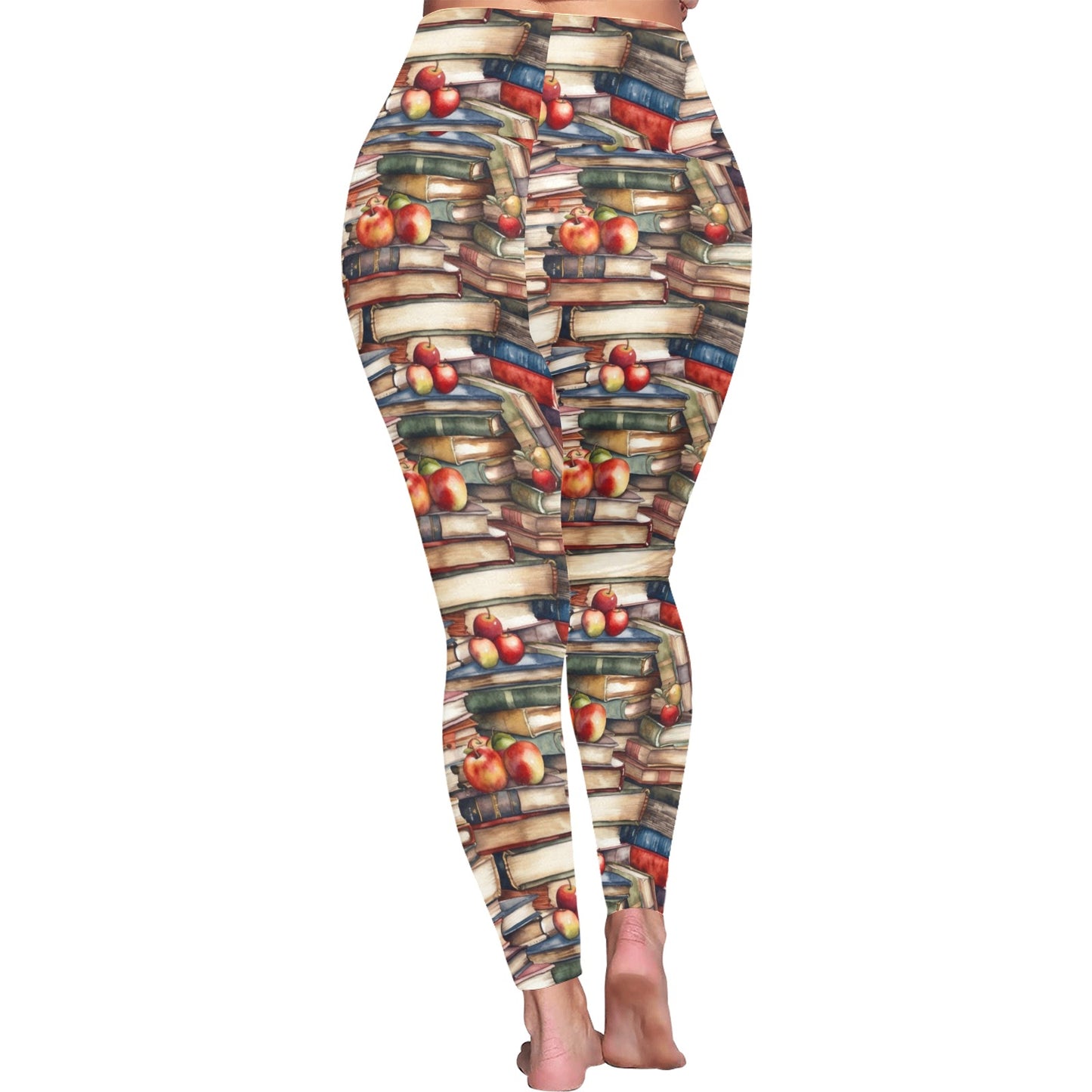 Watercolour Books - Womens High Waist Leggings (Sizes 16-22)