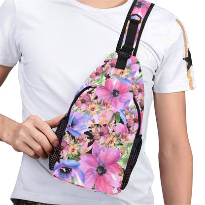 Bright Pink Floral - Cross-Body Chest Bag Cross-Body Chest Bag