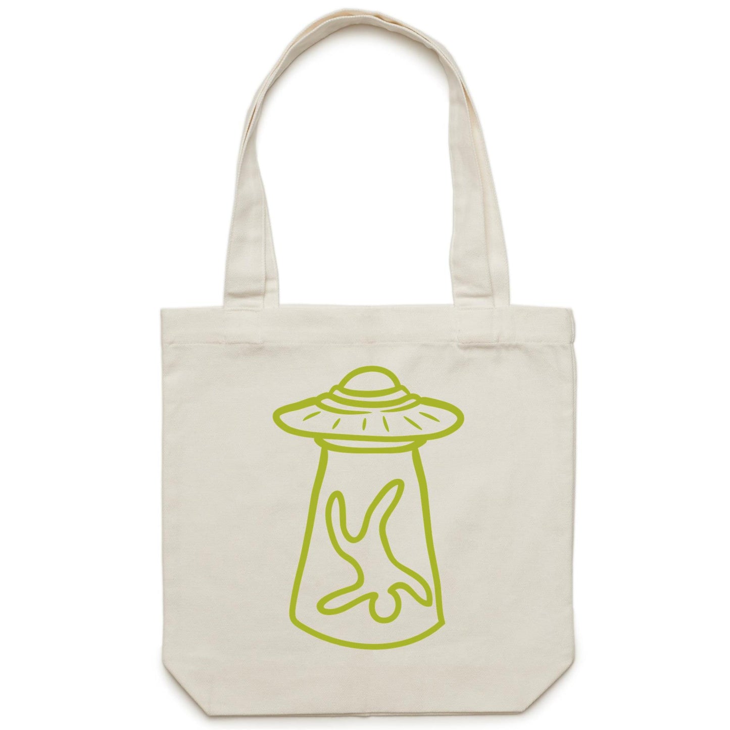 Alien Abduction - Canvas Tote Bag Cream One Size Tote Bag Printed In Australia Sci Fi