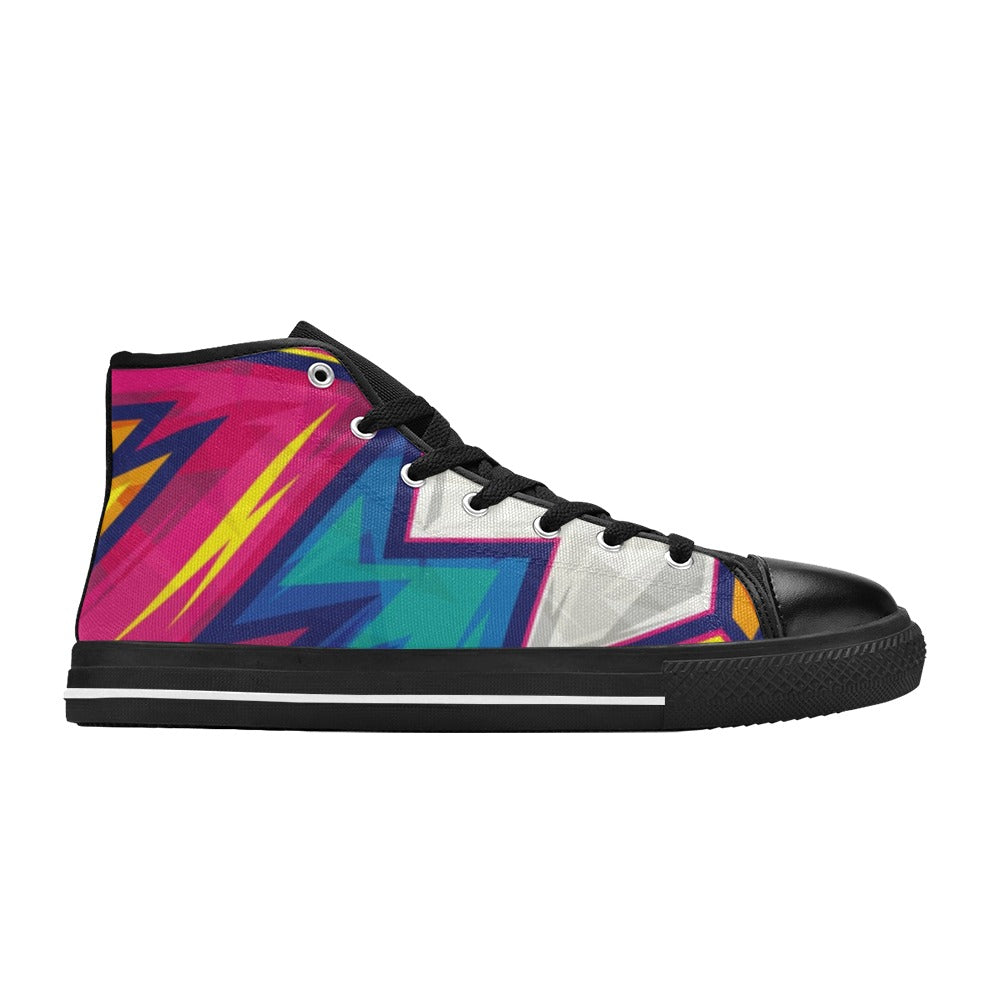 Abstract Bright - Men's High Top Canvas Shoes