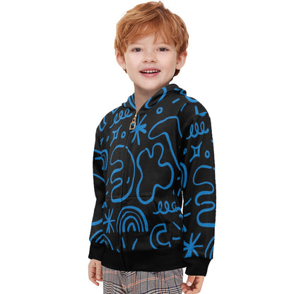 Blue Squiggle - Junior Boys Zip Up Hoodie