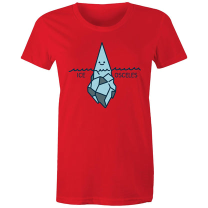 Ice-osceles, Isosceles, Maths - Womens T-shirt Red Womens T-shirt Maths Printed In Australia