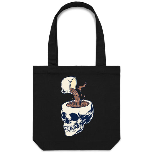 Coffee Skull - Canvas Tote Bag Black One Size Tote Bag Coffee