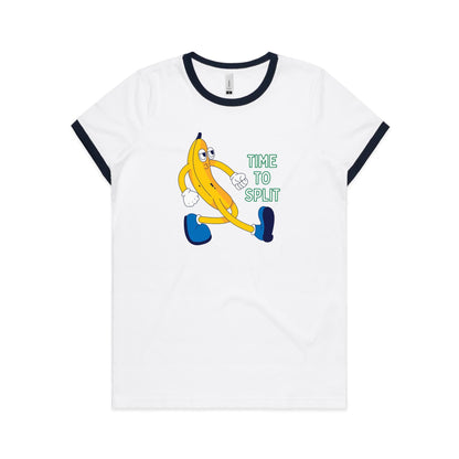 Banana, Time To Split - Women's Ringer Tee