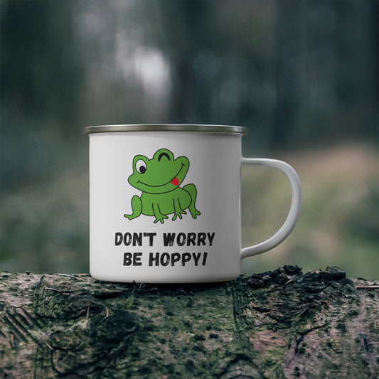 Don't Worry Be Hoppy, Frog - Enamel Mug Enamel Mug kids