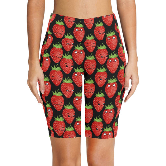 Strawberry Characters - Women's Bike Shorts Womens Bike Shorts