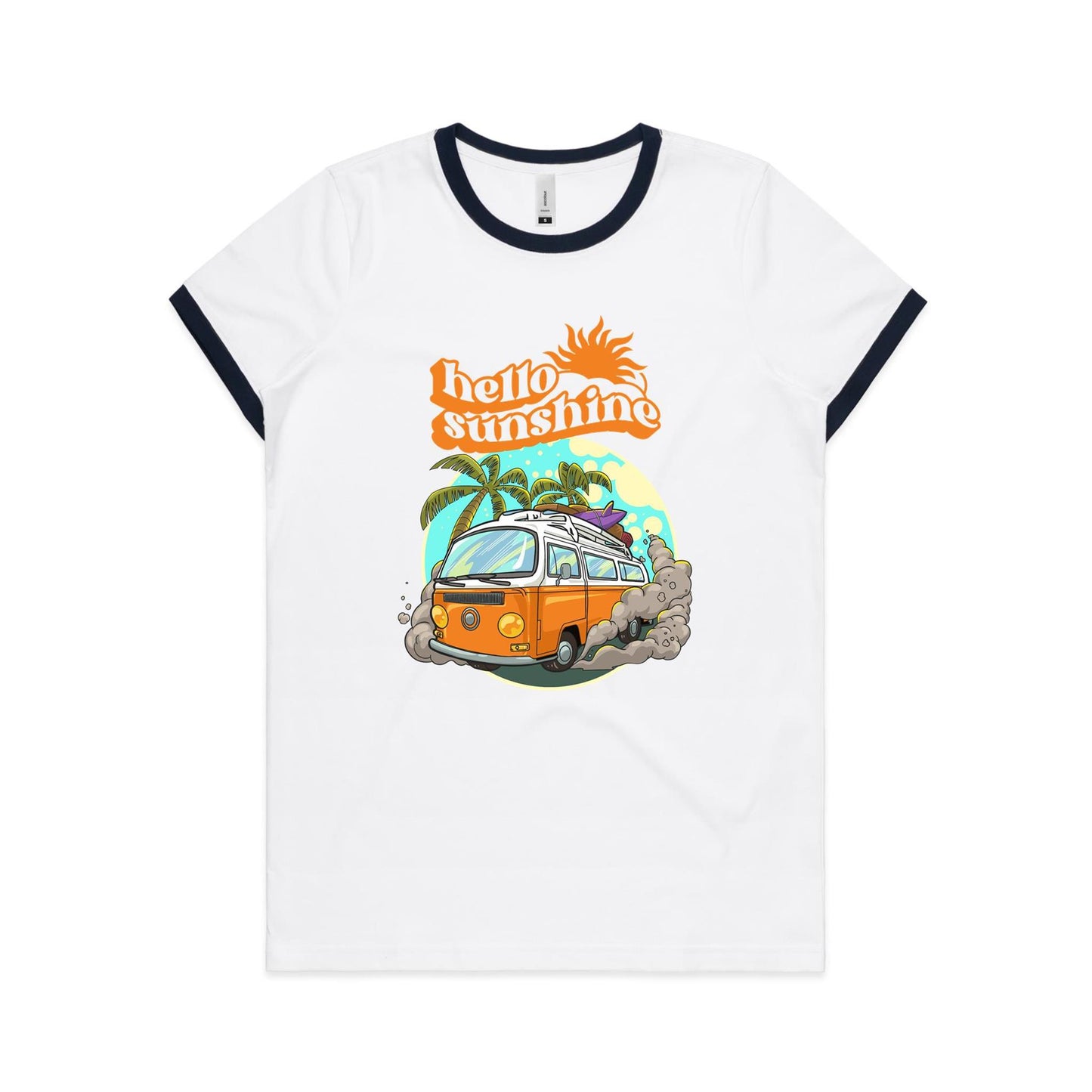 Hello Sunshine, Beach Van - Women's Ringer Tee