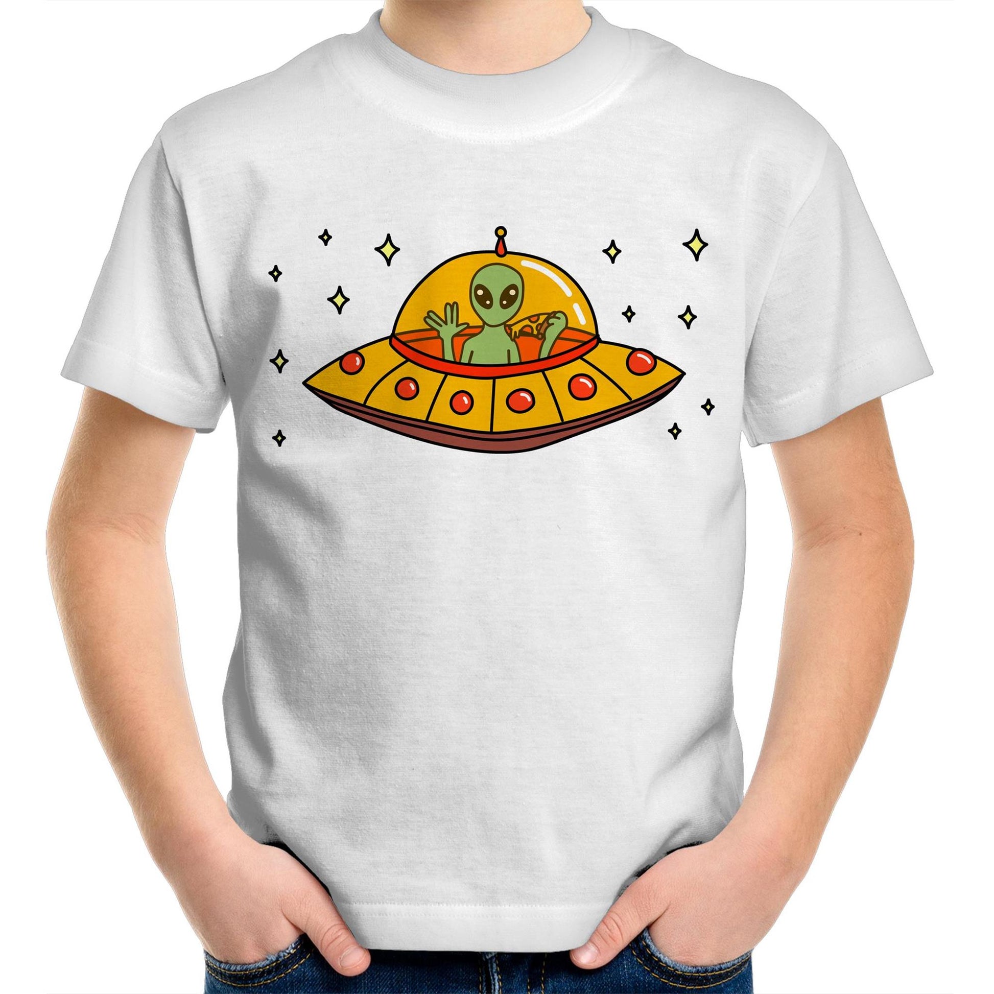 Alien Pizza - Kids Youth T-Shirt White Kids Youth T-shirt Sci Fi