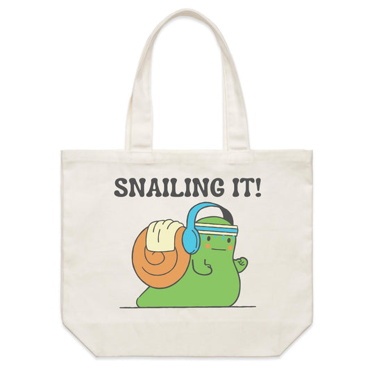 Snailing It - Shoulder Canvas Tote Bag Default Title Shoulder Tote Bag