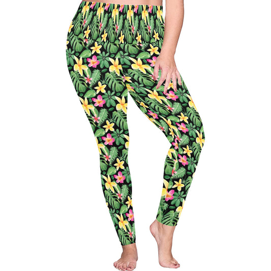 Frangipani - Womens High Waist Leggings (Sizes 16-22)