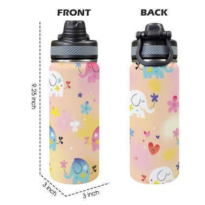 Baby Elephants - Insulated Water Bottle with Dual-Use Lid (18oz) Insulated Water Bottle with Dual-Use Lid (18oz) animal Printed Offshore