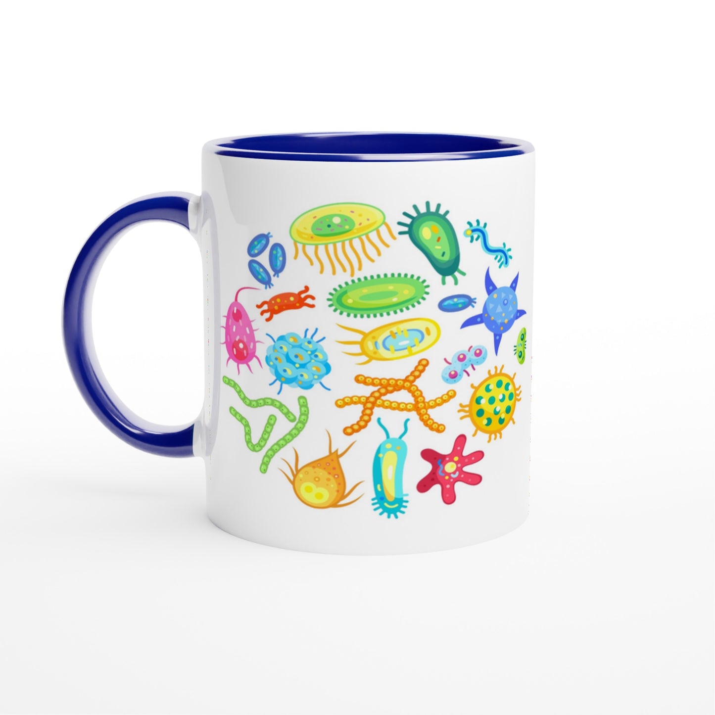 Under The Microscope - White 11oz Ceramic Mug with Colour Inside Ceramic Blue Colour 11oz Mug Globally Fulfilled Science