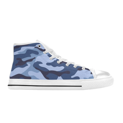 Blue Camouflage - Women's High Top Canvas Shoes