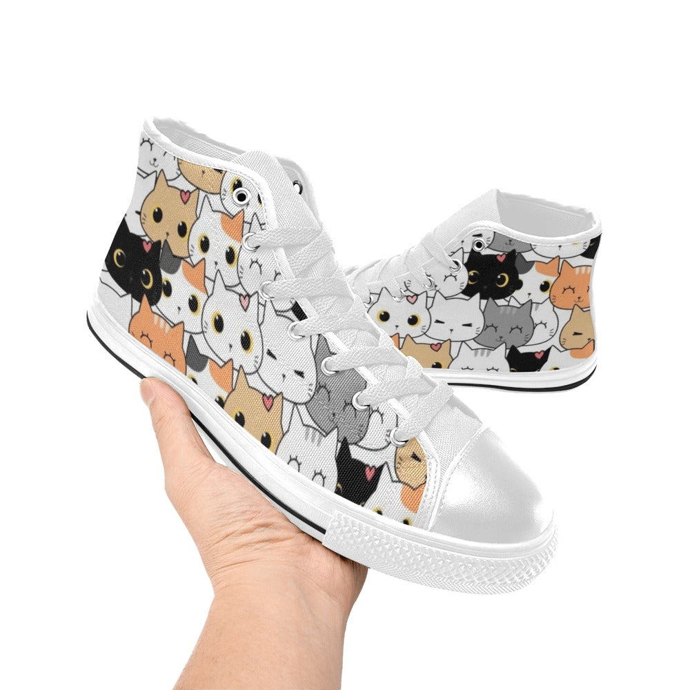 Cute Cartoon Cats - Women's High Top Canvas Shoes