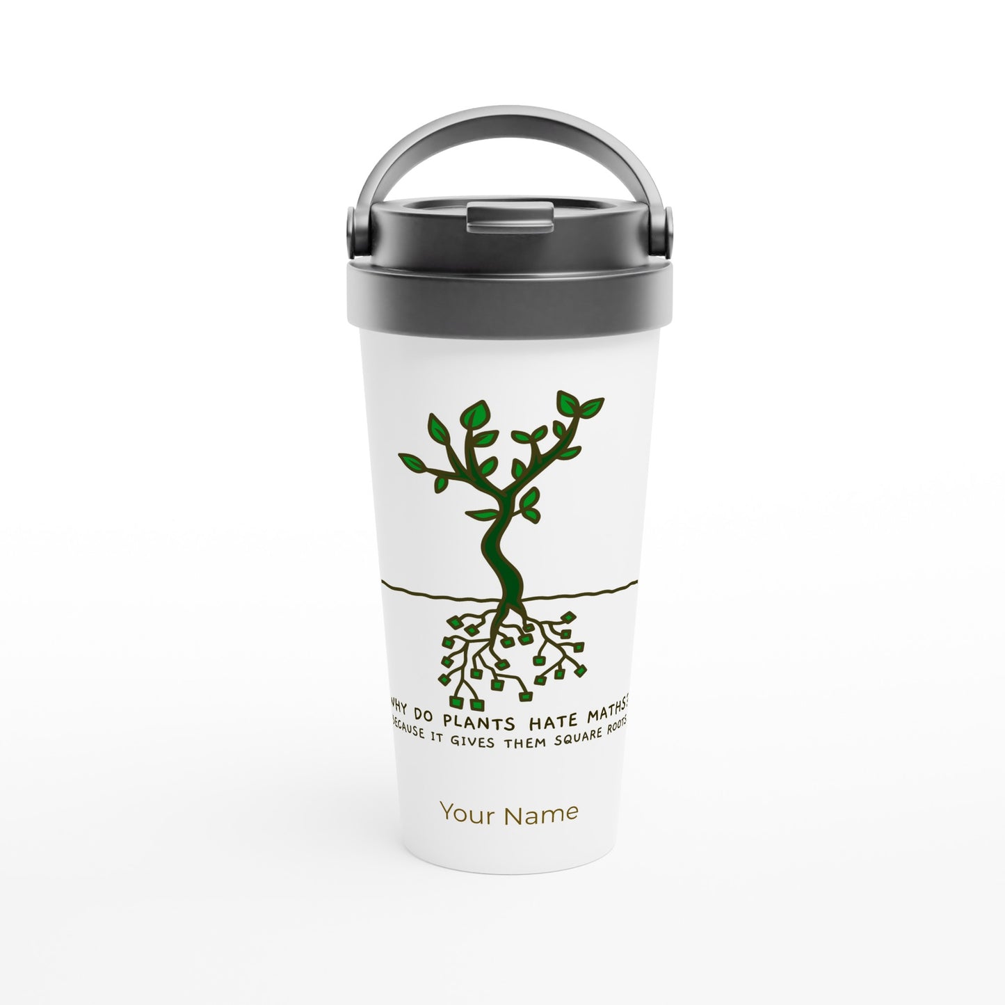 Personalised - Square Roots - White 15oz Stainless Steel Travel Mug Default Title Personalised Travel Mug maths