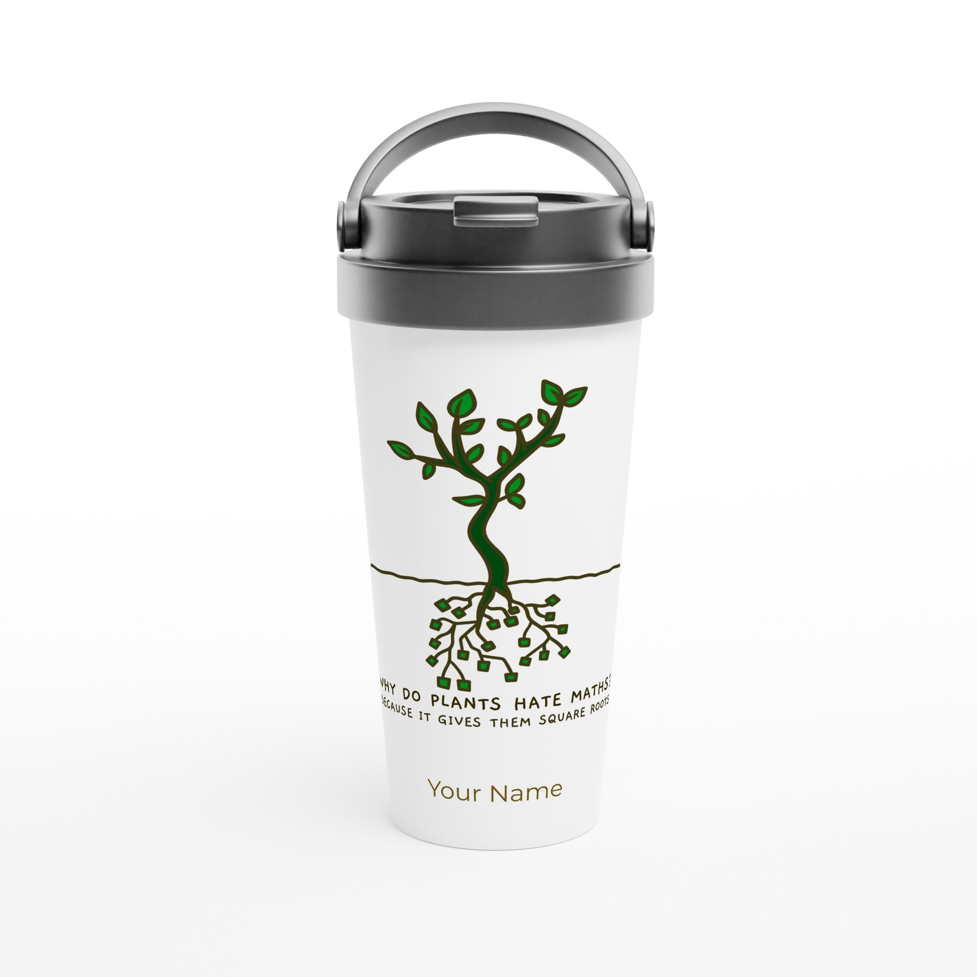 Personalised - Square Roots - White 15oz Stainless Steel Travel Mug Default Title Personalised Travel Mug maths