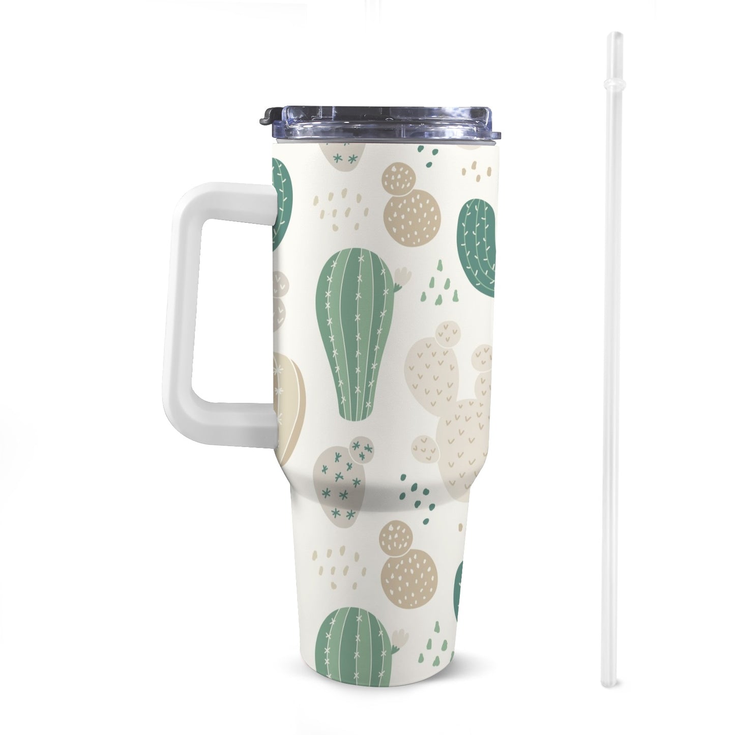 Cactus - 40oz Tumbler with White Handle