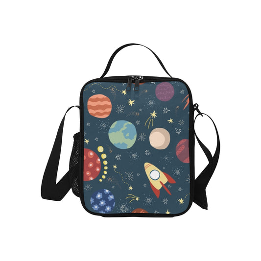 Rocket and Planets In Space - Crossbody Lunch Bag for Kids