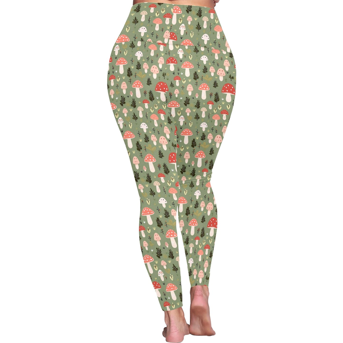 Mushroom Garden - Womens High Waist Leggings (Sizes 16-22)