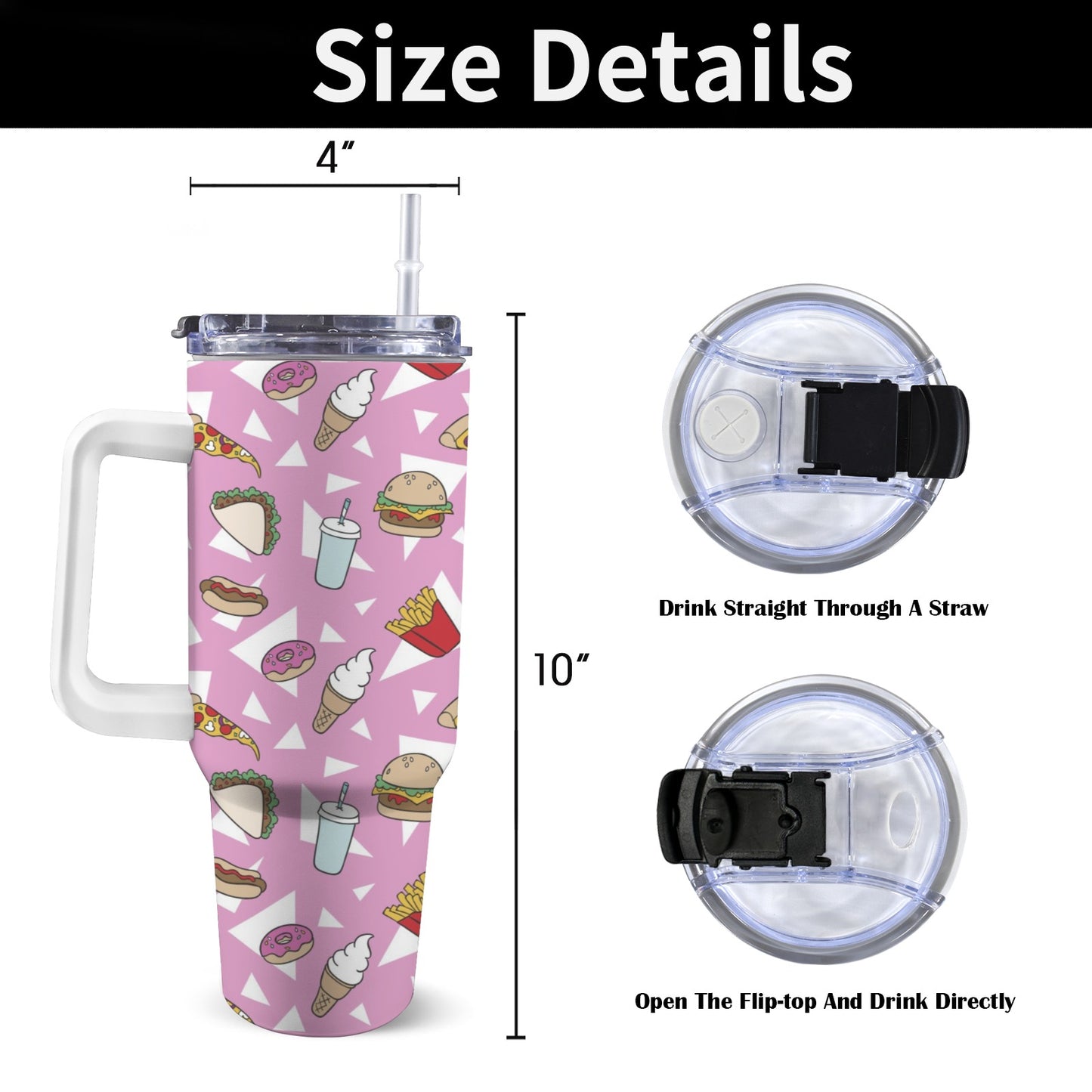 Fast Food - 40oz Tumbler with White Handle