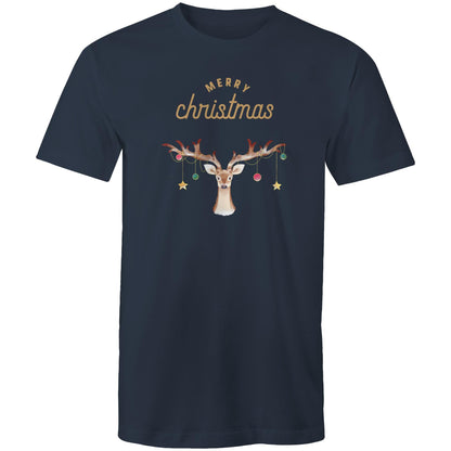 Merry Christmas Reindeer - Mens T-Shirt Navy Christmas Mens T-shirt Merry Christmas