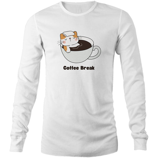 Cat Coffee Break - Long Sleeve T-Shirt White Unisex Long Sleeve T-shirt animal Coffee