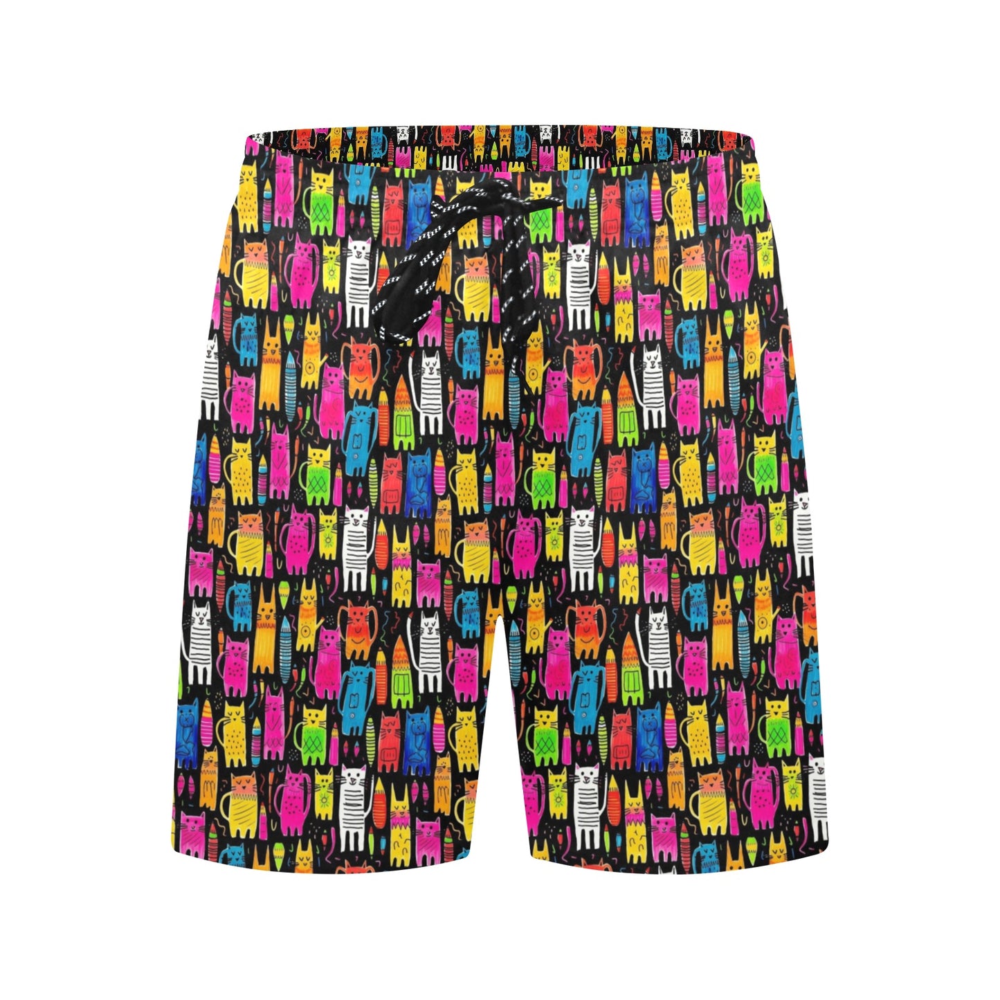 Colourful Cats - Men's Mid-Length Beach Shorts