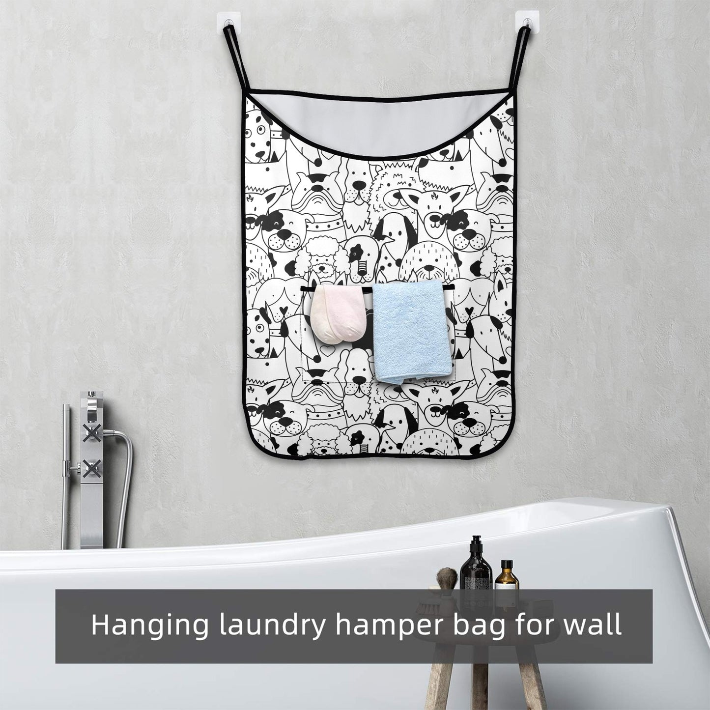 Black And White Dogs - Hanging Laundry Bag