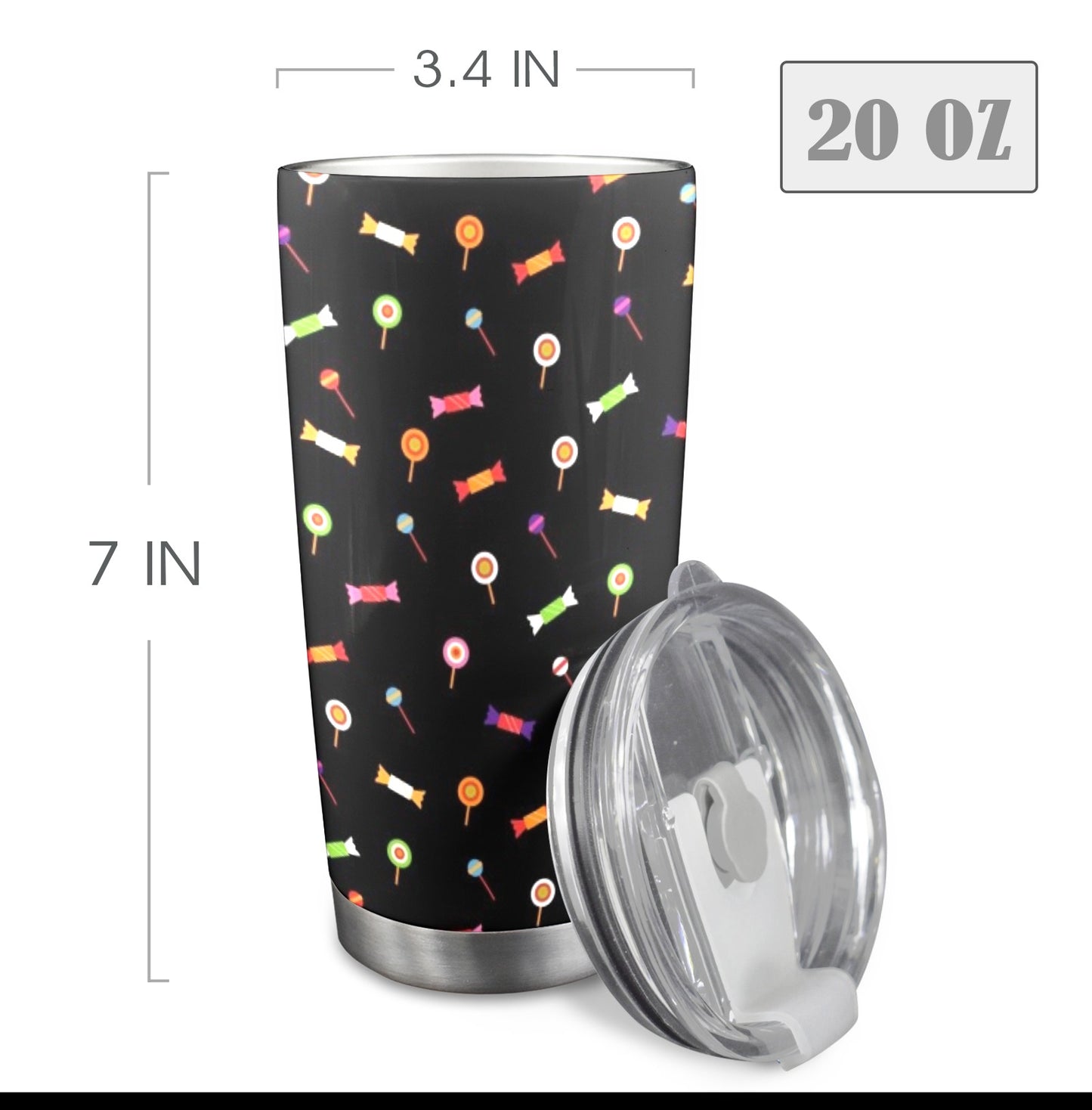Candy - 20oz Travel Mug with Clear Lid Clear Lid Travel Mug Food