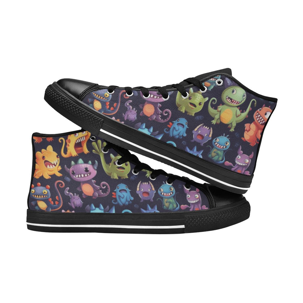 Monster Mania - Women's High Top Canvas Shoes