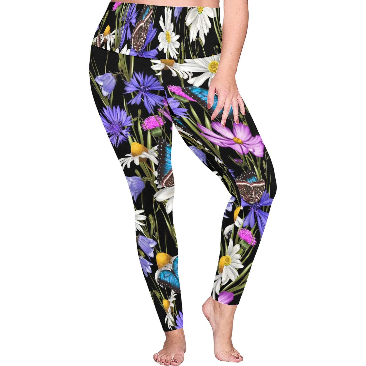 Butterfly Flowers Women's Plus Size High Waist Leggings Women's Plus Size High Waist Leggings Printed Offshore