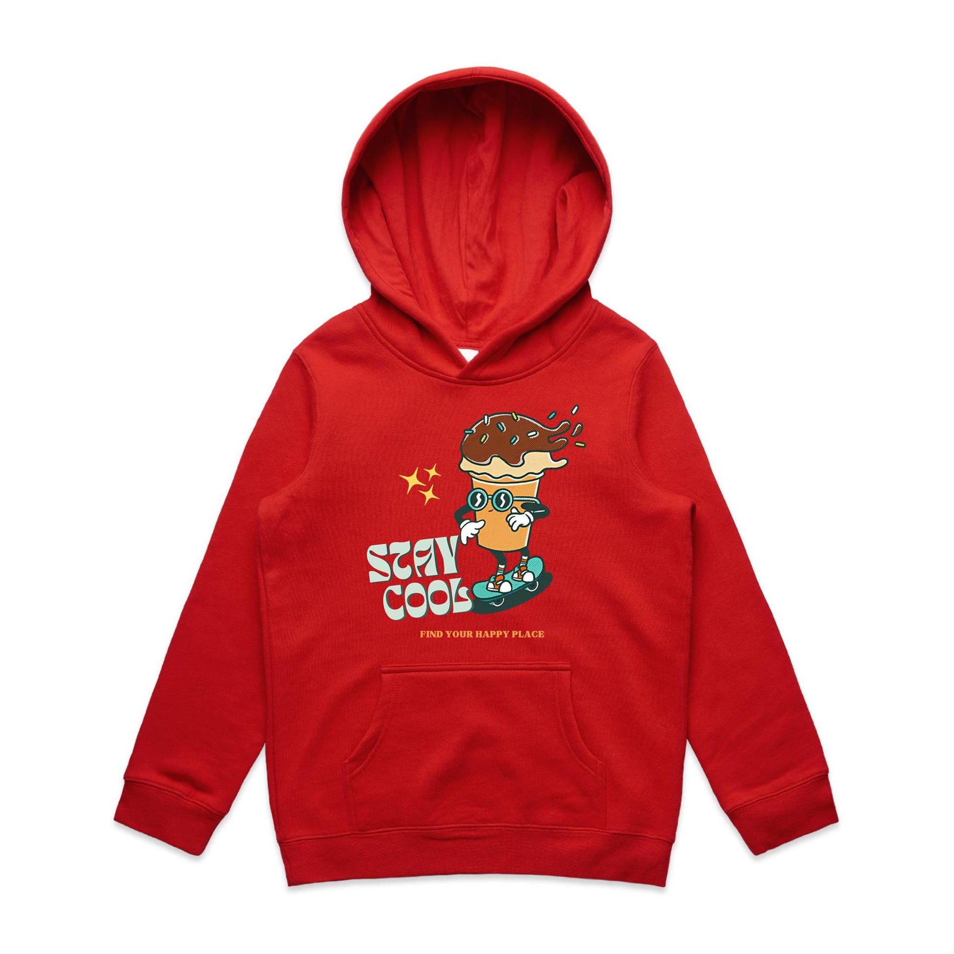 Ice Cream, Stay Cool - Youth Supply Hood Red Kids Hoodie