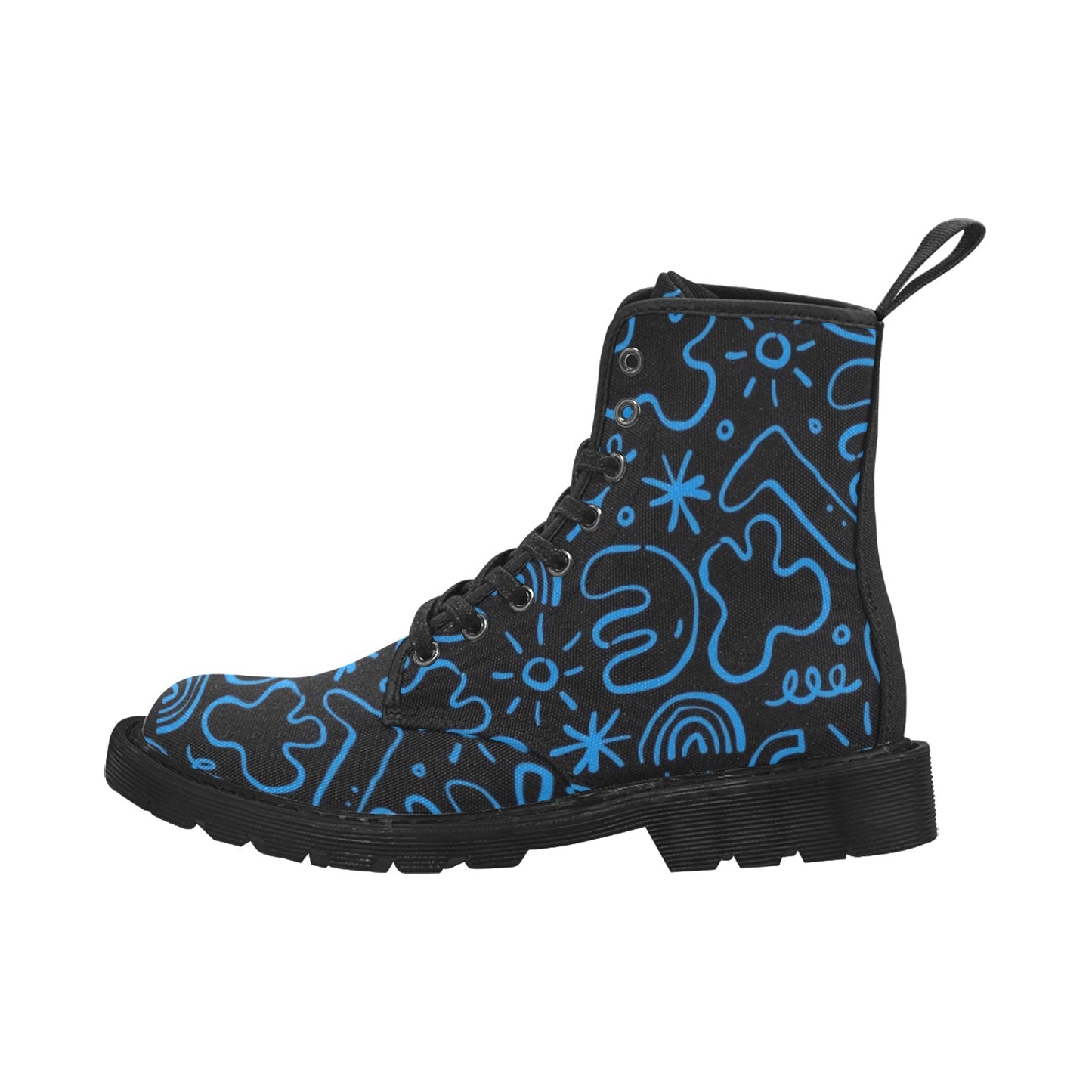 Blue Squiggle - Martin Boots for Women (Black)