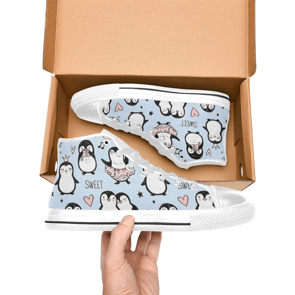 Penguin Love - Women's High Top Canvas Shoes