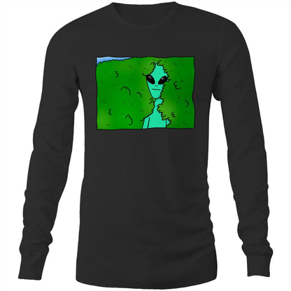 Alien Backing Into Hedge Meme - Long Sleeve T-Shirt Black Unisex Long Sleeve T-shirt Funny Sci Fi