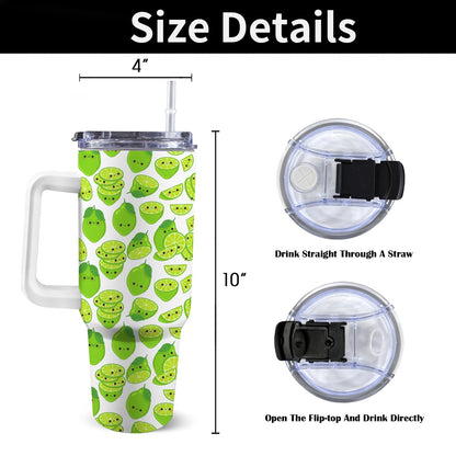 Cute Limes - 40oz Tumbler with White Handle