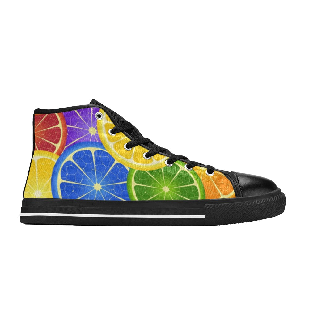 Citrus - Men's High Top Canvas Shoes