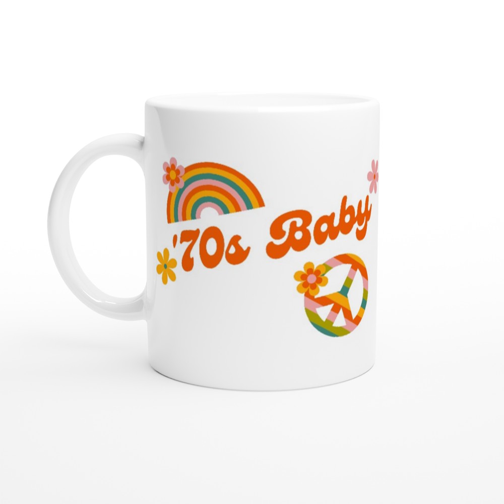 70's Baby - White 11oz Ceramic Mug Default Title White 11oz Mug retro