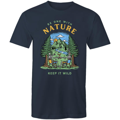 Be One With Nature, Skeleton - Mens T-Shirt Navy Mens T-shirt Environment Summer