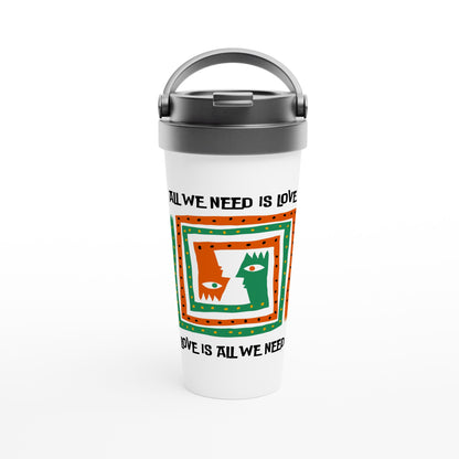 All We Need Is Love - White 15oz Stainless Steel Travel Mug Default Title Travel Mug Globally Fulfilled Music