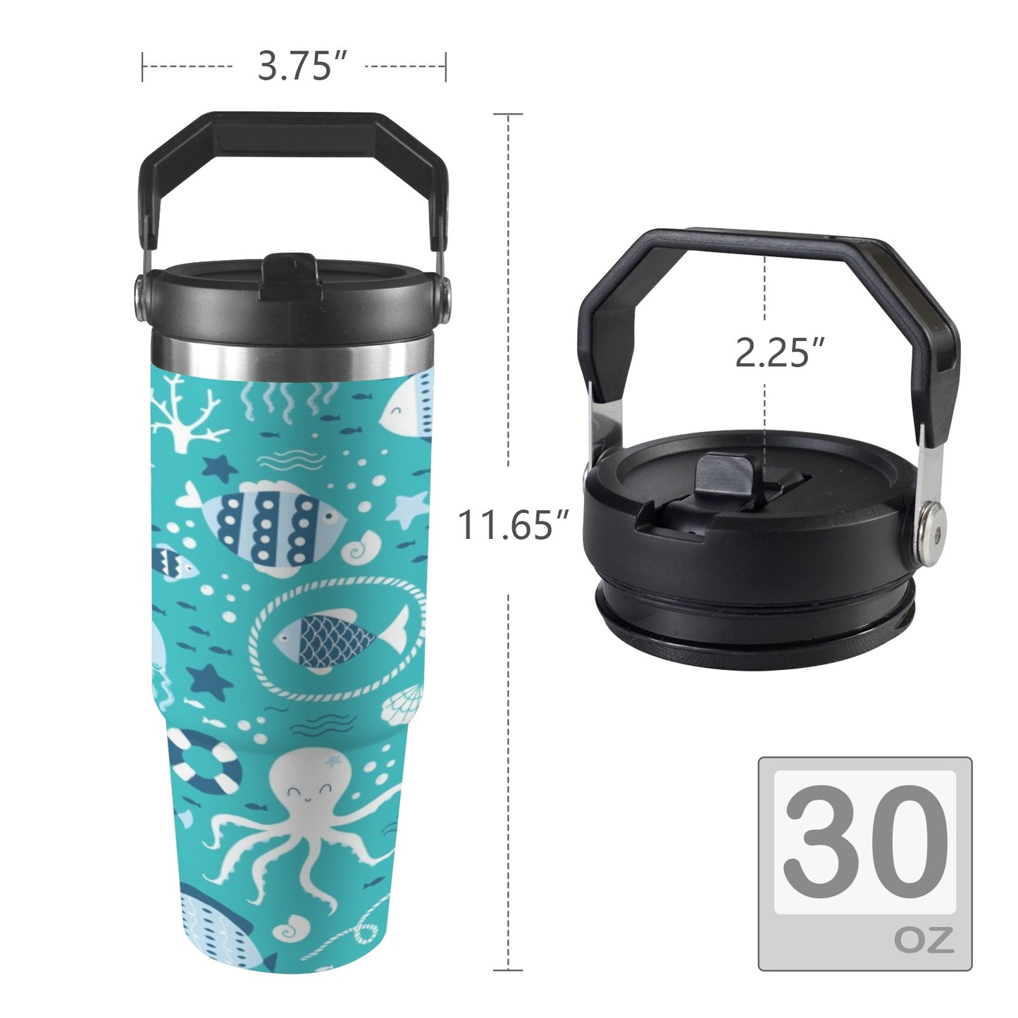 Ocean Life - 30oz Tumbler with Top Handle