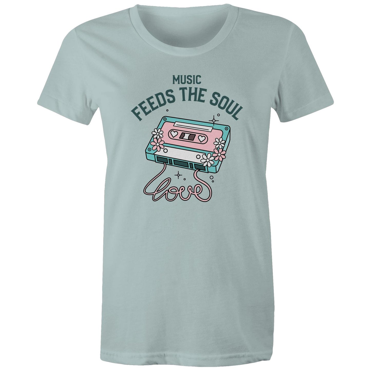 Music Feeds The Soul, Cassette Tape - Womens T-shirt