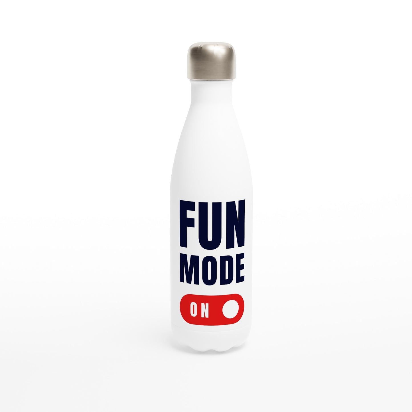 Fun Mode On - White 17oz Stainless Steel Water Bottle Default Title White Water Bottle Globally Fulfilled