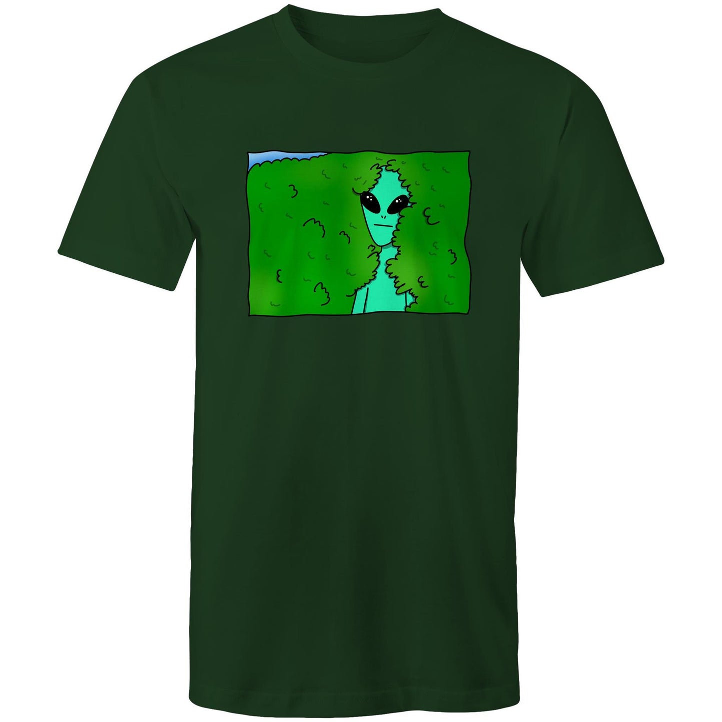 Alien Backing Into Hedge Meme - Mens T-Shirt