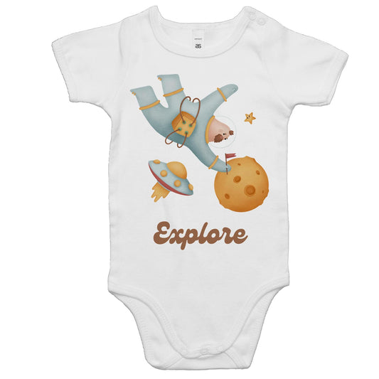 Explore, Astronaut In Space - Baby Bodysuit White Baby Bodysuit Space